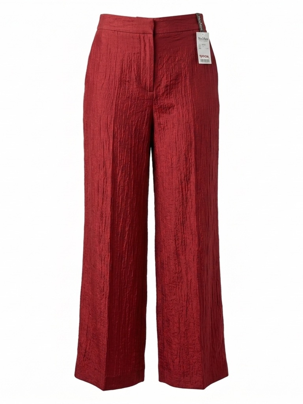 NWT Zara Red Textured Wide Leg Pants Trousers - Size Medium